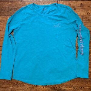 Vineyard Vines Women's Turquoise Long-Sleeve Slub-Knit Tee